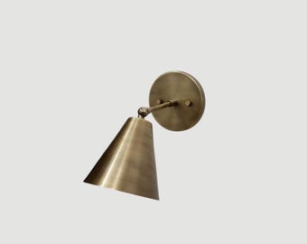 Vintage Style Handcrafted Brass Sconce – Hardwired Adjustable Wall Light