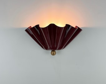 Applique murale demi-fleur en laiton couleur vin - Applique murale florale faite main