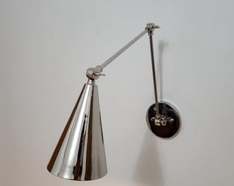 Mid-Century Modern Stilnovo Diabolo Wall Sconce – Adjustable Single-Light Brass and Chrome Articulated Lamp