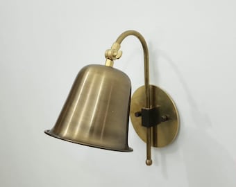 Vintage Style Brass Wall Sconce – Handcrafted Hardwired Adjustable Wall Light