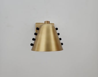 Mid-Century Raw Brass Wall Sconce, Bold Cone Design
