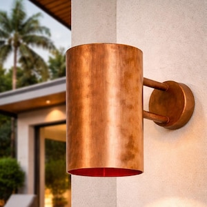 Koperen schanslamp voor buiten: cilinderwandhanger