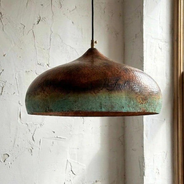 Verdigris Patina Pendant Lamp, Copper Dome Ceiling Light For Kitchen Island Lighting Fixtures