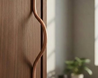Curved Copper Cabinet Handle, Modern Minimalist Handle, Cabinet Pull