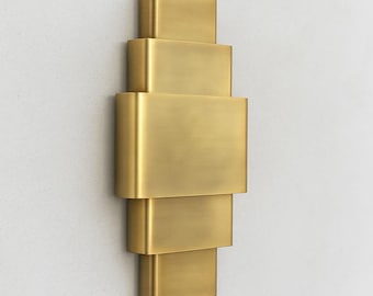 Raw Brass Wall Sconce:  Minimalist Mounted Light Fixture