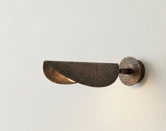 Oxidized Wall Sconce Light: Minimalist  Wall Light, Hammered Copper Light