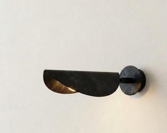 Oxidized Wall Sconce Light: Minimalist  Wall Light, Black Patina Light