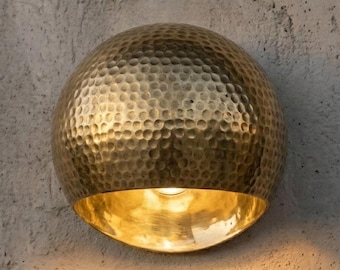 Hammerd Brass Wall Sconce, Round Wall Light, Outdoor wall lamp
