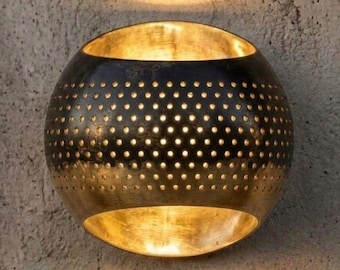 Patina Brass Sconce : Minimalist Wall Light, Outdoor Wall Sconce, Black Patina Wall Fixture
