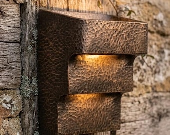 Hammered Bronze Wall Sconce, Brass Wall Light Outdoor Fixture