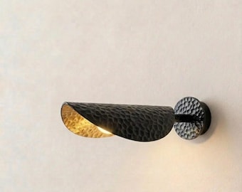 Oxidized Wall Sconce Light: Minimalist  Wall Light, Hammerd Black Patina Light