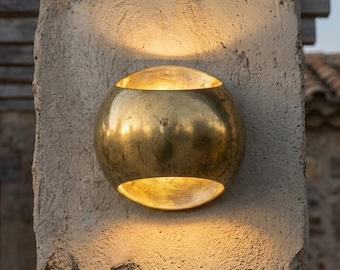 Brass Wall Sconce, Round Wall Light, Indoor Wall Lamp For Home Decor