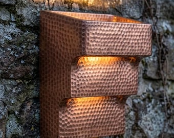 Hammerd Copper Wall Lamp:  Minimalist Wall Sconce, Raw Copper Wall Light