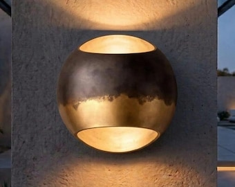 Arandela de parede em latão com pátina: Luminária de parede minimalista, arandela de parede externa, luminária de parede com pátina preta