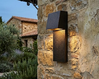 Rustic Wall Lamp, Oxidized Hammerd Black Patina Wall Light, Outdoor Sconce Light