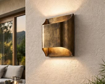 Patina Brass Sconce : Minimalist Wall Light, Indoor Wall Sconce, Black Patina Wall Fixture