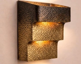 Hammerd Brass Wall Sconce, Minimalist Wall Light, Outdoor Wall Light, Black Patina Wall Fixture
