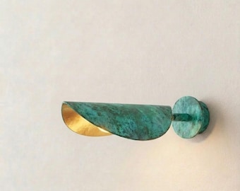 Oxidized Wall Sconce Light: Minimalist  Wall Light, Green Patina Light