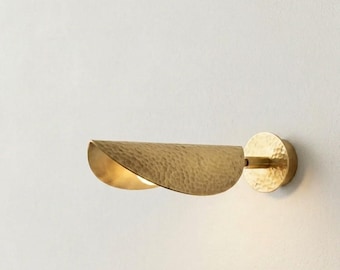 Oxidized Wall Sconce Light: Minimalist  Wall Light, Hammerd Brass Light