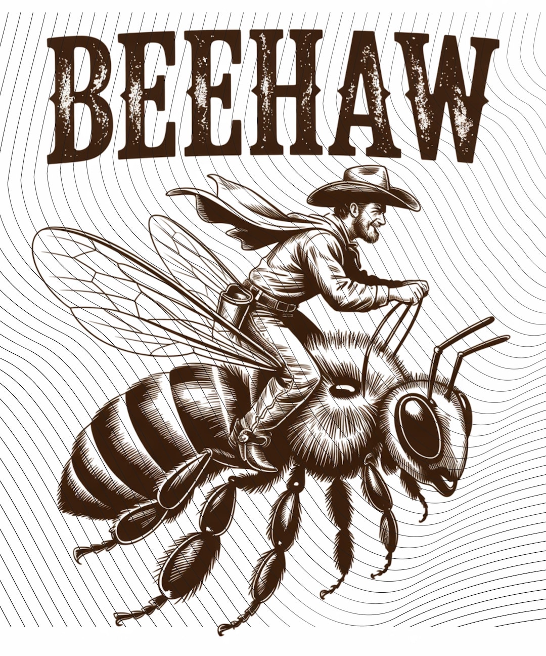 Beehaw PNG, Western Bee Shirt Design, Vintage Cowboy Riding Bee Graphic ...