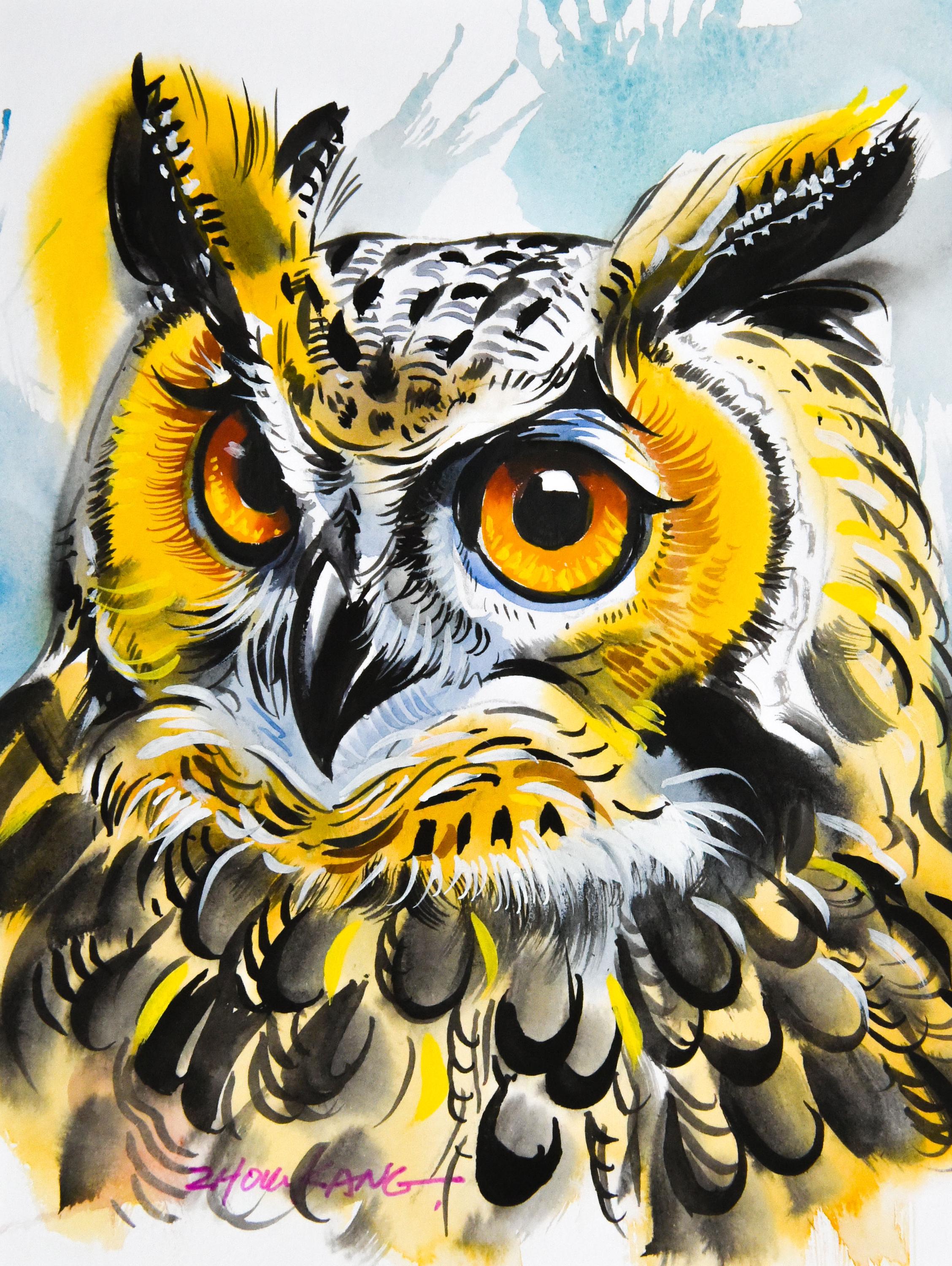 Owl Painting | Original Watercolor | Framed | Fun Gift For All Occasions