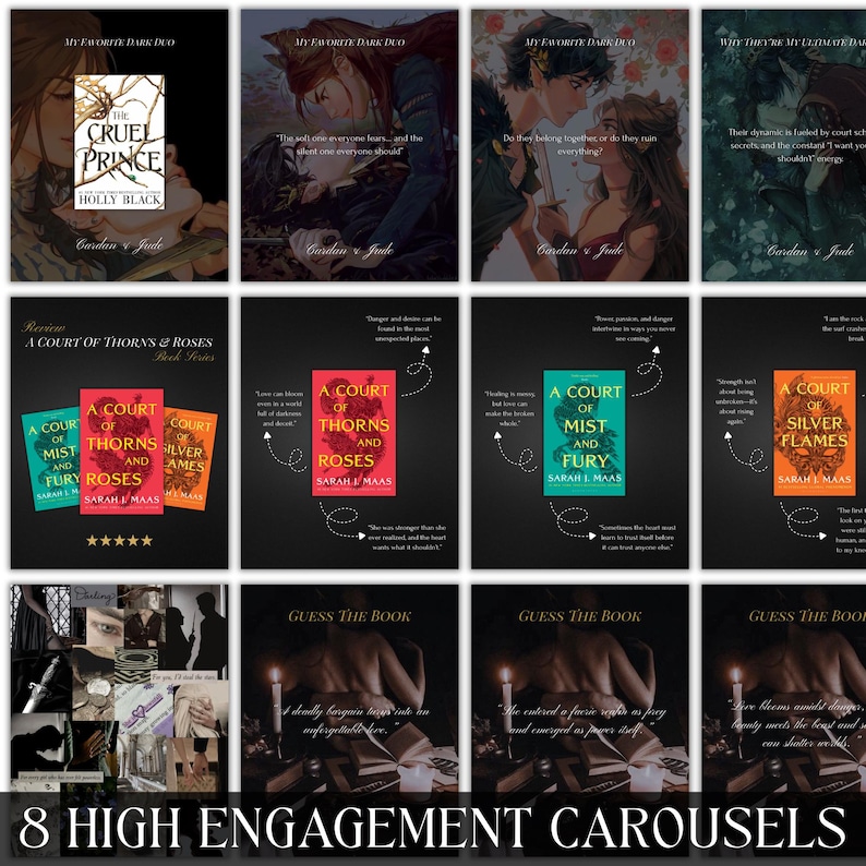 Modelos de Bookstagram de Romance Sombrio, Posts Editáveis ​​no Canva (Download Digital) imagem 3