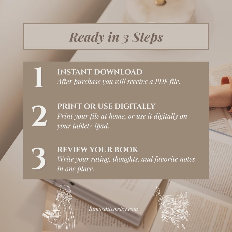 Minimalist Book Review Template, Reading Journal Printable (US Letter ...