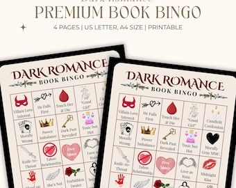 Dark Romance Book Club Bingo, leesspel boeken, leesspel, afdrukbare leesactiviteit (digitale download)