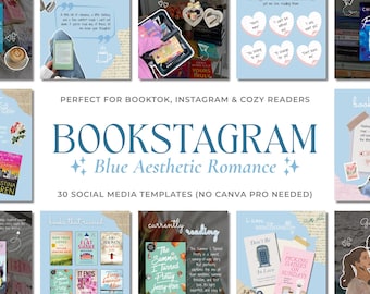 Trendy Soft Romance Bookstagram Canva Templates, Aesthetic Scrapbook Bookish Instagram Templates, Book Lover Editable Social Media Post