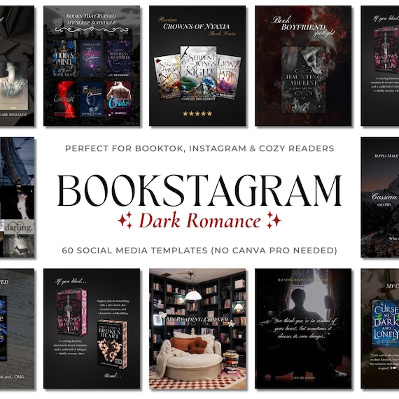Dark Romance Bookstagram Templates, Editable Canva Posts (Digital Download)