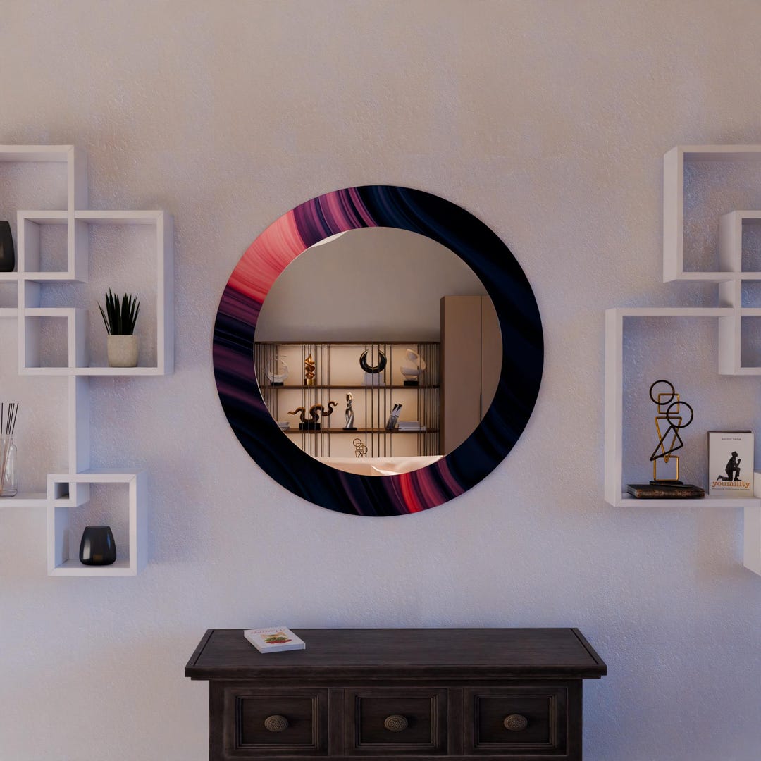 Luxury Wall Mirror, Round Home Decor, Modern Art Accent - Etsy