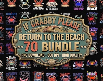 Crabby Beach PNG Bundle, Funny Crab Summer Designs (Digital Download)