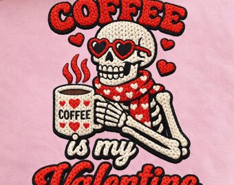 Coffee Valentine PNG: Skeleton Knit Style (Digital Download)