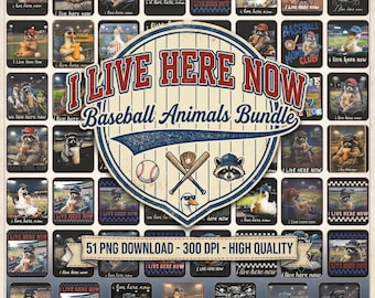 I Live Here Now Raccoon Baseball PNG Bundle, Sublimation Design,Funny Animal Baseball Mom PNG, Baseball Stadium Goose Shirt,Digital Download
