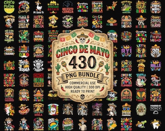 Cinco De Mayo PNG-bundel, 430 ontwerpen megabundel, Mexicaanse Fiesta PNG, Cinco De Drinko sublimatie taco tequila, Fiesta Squad, Instant Download