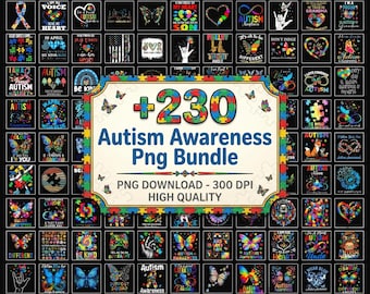 230 PNG Autism Bundle, Autism Png, Autism Awareness Coquette Png, Autism Awareness Png, Puzzle Autism Ribbon, Autism Mama Png, Autism
