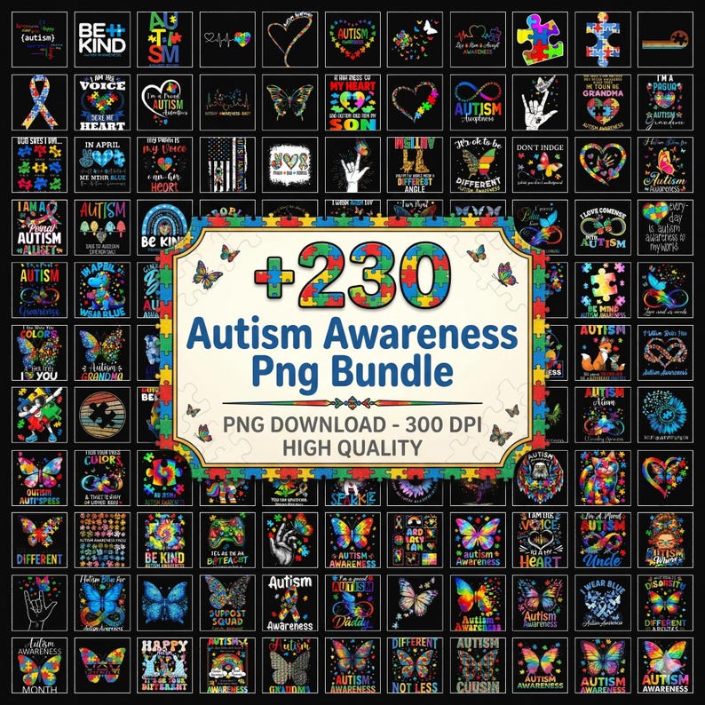 230 PNG Autism Bundle, Autism Png, Autism Awareness Coquette Png ...