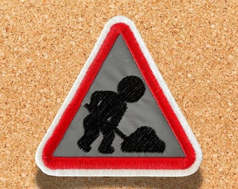 Baustellenschild ~ Aufnäher ~ Applikation ~ Bügelbild ~ Reflektor