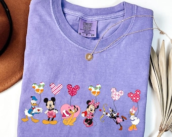Retro Mickey and Friends Valentine Shirt, Disney Balloon Shirt, Disney Characters Tee, Disney Mouse Head Tee, Mickey & Co Gift, Disney Tee