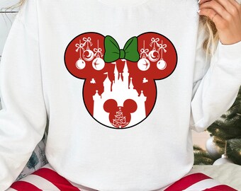 Mickey Minnie Christmas Sweatshirt, Disney Castle Christmas Shirt, Christmas Castle Shirt, Mickey Christmas, Disney Christmas Family Shirts