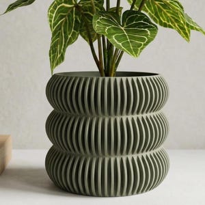 3D Printed Ripple Planter with Drip Tray Modern Bubble Plant Pot with Drain Hole Indoor Succulent Pot