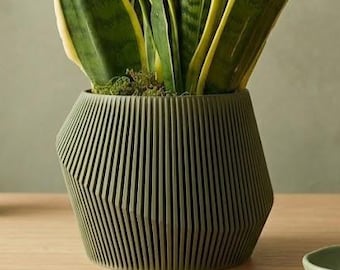 3D Printed Vero Planter with Drainage Tray Mid Century Modern Plant Pot with Drain Hole