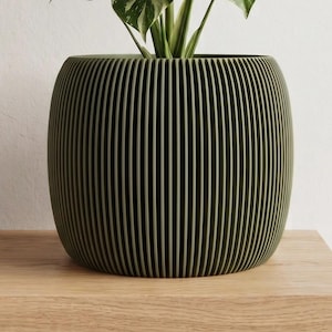 Modern Ribbed Planter: 3D Printed Eclipse Series, Mid-Century Style, Succulent Pot