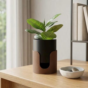 Elevated Floating Planter 3D Printed Cradle Planter Elevated Mid-Century Modern Indoor Plant Pot with Drainage Textured Finish