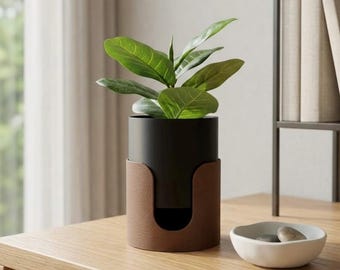 Fioriera galleggiante rialzata, fioriera a culla stampata in 3D, vaso per piante da interno rialzato in stile moderno di metà secolo con drenaggio e finitura testurizzata.