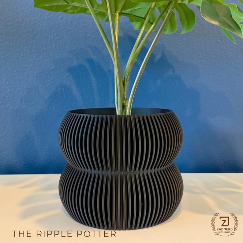 Modern Ripple Planter With Drip Tray 3D Printed 2-ripple Modern Bubble ...