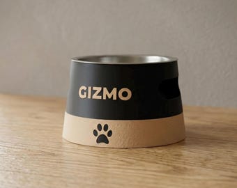 Personalized Dog Bowl, Custom Name and Color,  2 Sizes, Elevated Pet Bowl