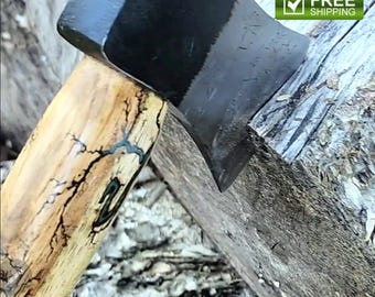Ultra Glow Resin Hatchet | Fractal Burnt Hickory Handle, Campfire Axe | Bushcraft