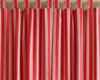 Cortina de rayas rojas estilo bohemio, estilo rústico moderno, para dormitorio y sala de estar. Cortinas con ojales para barra, 3 tipos de cortinas.