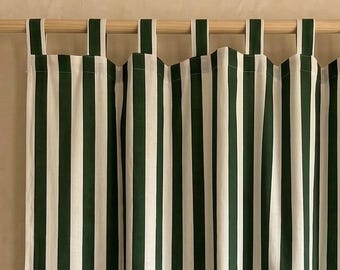 Striped Cotton Curtains, Modern Farmhouse Style, Rustic Boho Light Filtering Drapes, Custom Size Rod Pocket Custom Size Curtains